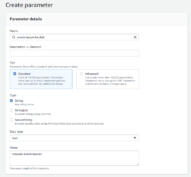 Setting the SSM Parameter for S3 bucket name