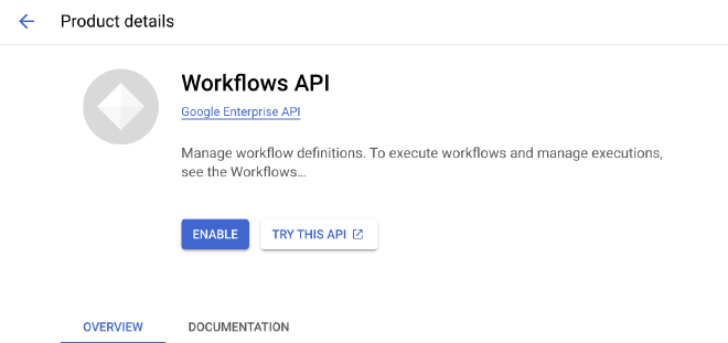 GCP requiring you to explicitly enable the API for a service before you can begin using it.