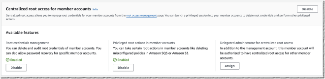 The Central Root Access Management Console Page