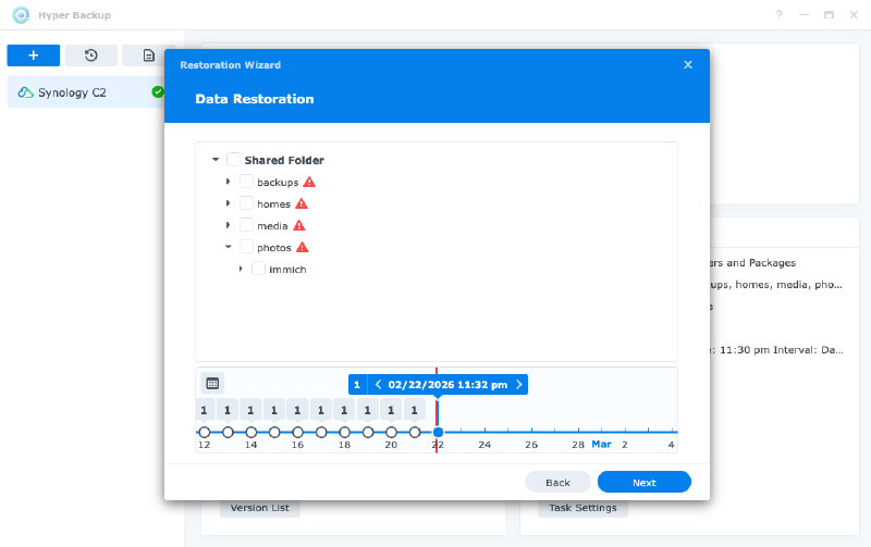Synology C2 Restore Wizard in Hyper Backup