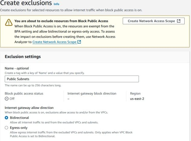 Creating Exclusions for Block Public Access